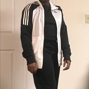 Adidas three piece jogging suit - black and white.